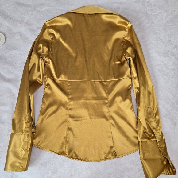 Y2K Zara gold satin blouse size S, made in Spain - Picture 2 of 9